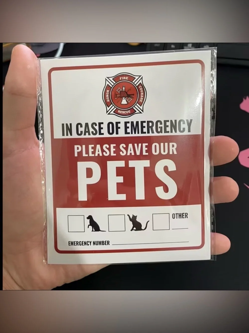 Please Save Our Pets Emergency Sign - Red & White